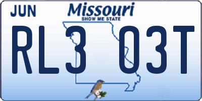 MO license plate RL3O3T