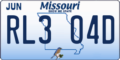 MO license plate RL3O4D