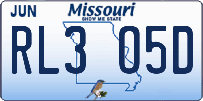 MO license plate RL3O5D