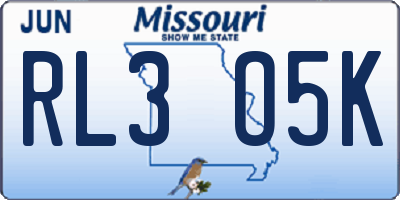 MO license plate RL3O5K