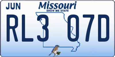 MO license plate RL3O7D