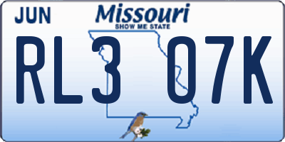 MO license plate RL3O7K