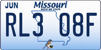 MO license plate RL3O8F