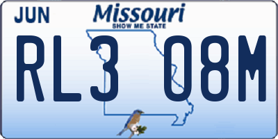 MO license plate RL3O8M