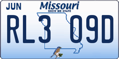 MO license plate RL3O9D