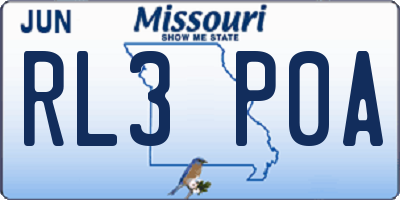 MO license plate RL3P0A
