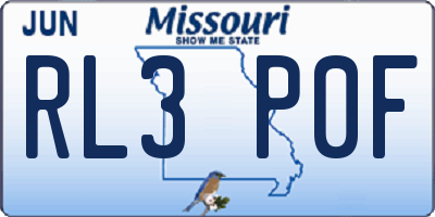 MO license plate RL3P0F