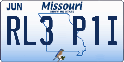 MO license plate RL3P1I