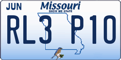 MO license plate RL3P1O