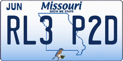 MO license plate RL3P2D