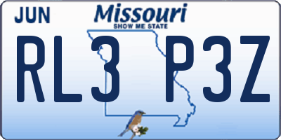MO license plate RL3P3Z