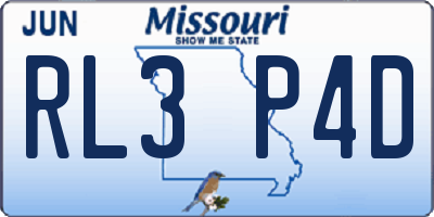 MO license plate RL3P4D