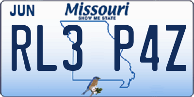 MO license plate RL3P4Z
