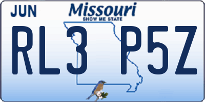 MO license plate RL3P5Z