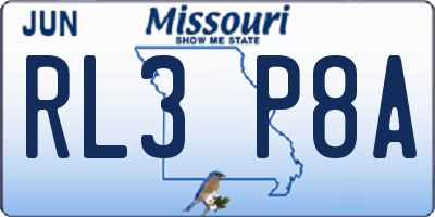 MO license plate RL3P8A