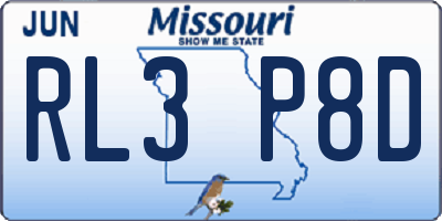 MO license plate RL3P8D