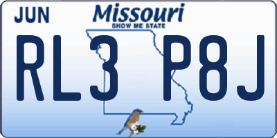 MO license plate RL3P8J