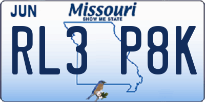 MO license plate RL3P8K
