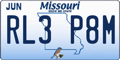 MO license plate RL3P8M