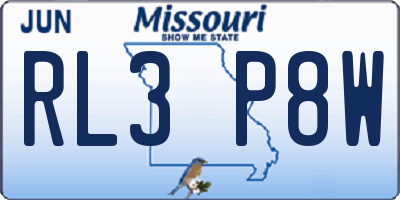 MO license plate RL3P8W