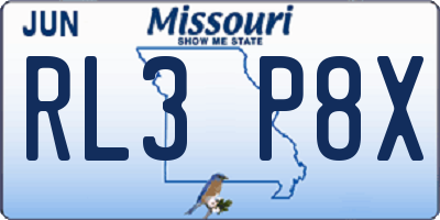 MO license plate RL3P8X