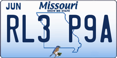 MO license plate RL3P9A