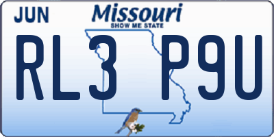 MO license plate RL3P9U