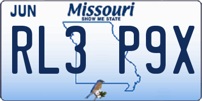MO license plate RL3P9X