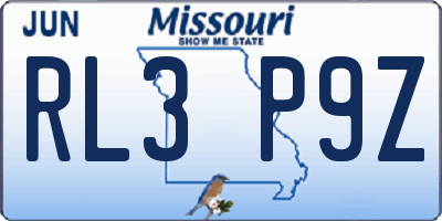 MO license plate RL3P9Z