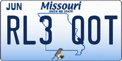 MO license plate RL3Q0T