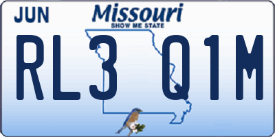 MO license plate RL3Q1M