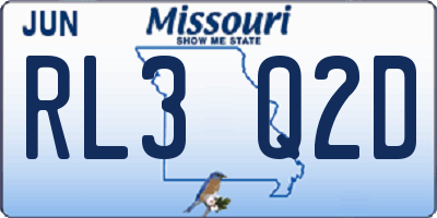 MO license plate RL3Q2D