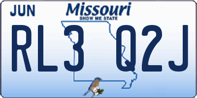 MO license plate RL3Q2J