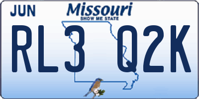 MO license plate RL3Q2K