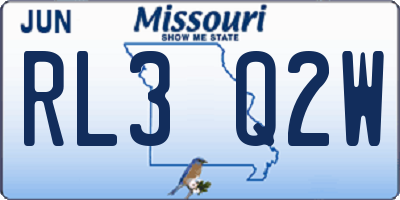 MO license plate RL3Q2W