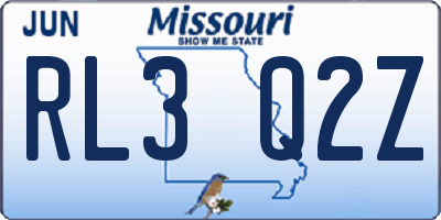 MO license plate RL3Q2Z