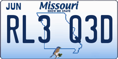 MO license plate RL3Q3D