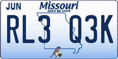 MO license plate RL3Q3K