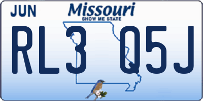 MO license plate RL3Q5J