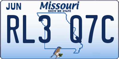 MO license plate RL3Q7C