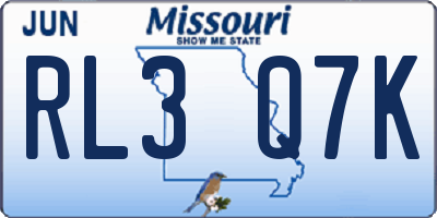 MO license plate RL3Q7K
