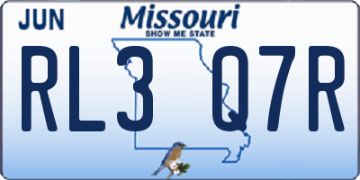 MO license plate RL3Q7R