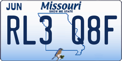 MO license plate RL3Q8F
