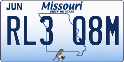 MO license plate RL3Q8M