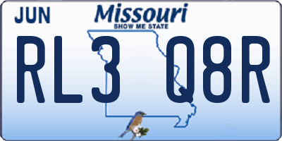 MO license plate RL3Q8R