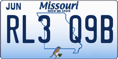 MO license plate RL3Q9B