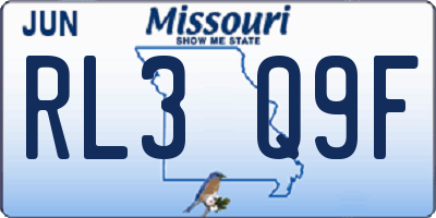 MO license plate RL3Q9F