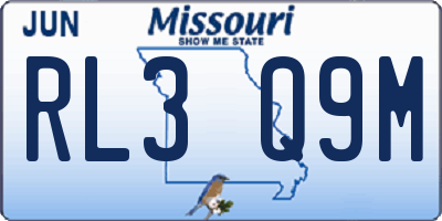 MO license plate RL3Q9M