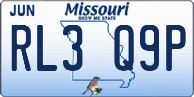 MO license plate RL3Q9P