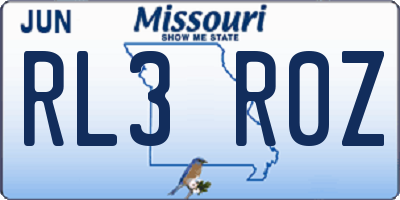 MO license plate RL3R0Z